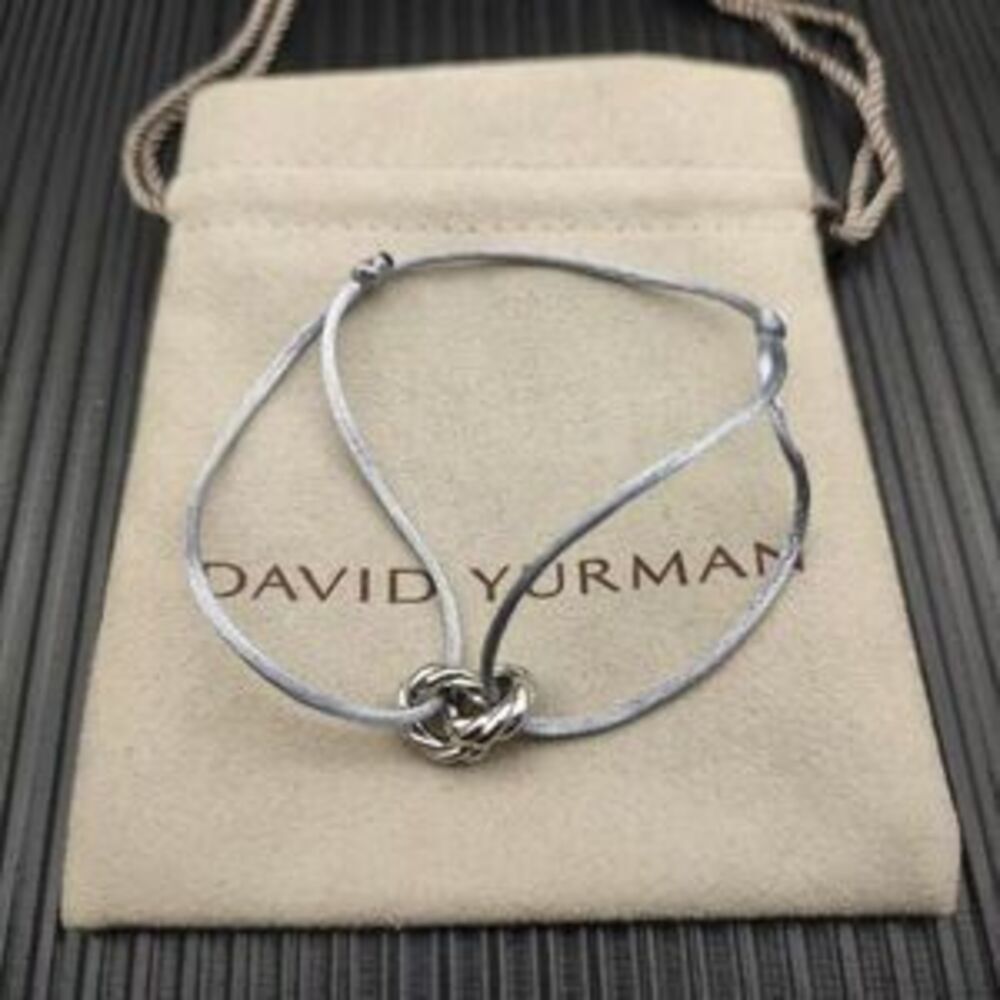David Yurman Grey Double-ring Silver Nylon Rope Bracelet
